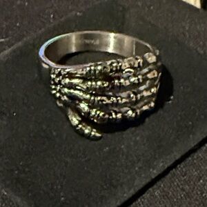 Bling Jewelry Brand silver tone Stainless Steel Skeleton Hand Ring!! (New)